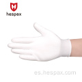 Guantes de mano con recubrimiento de ESD con palma de pum blanca de Hespax